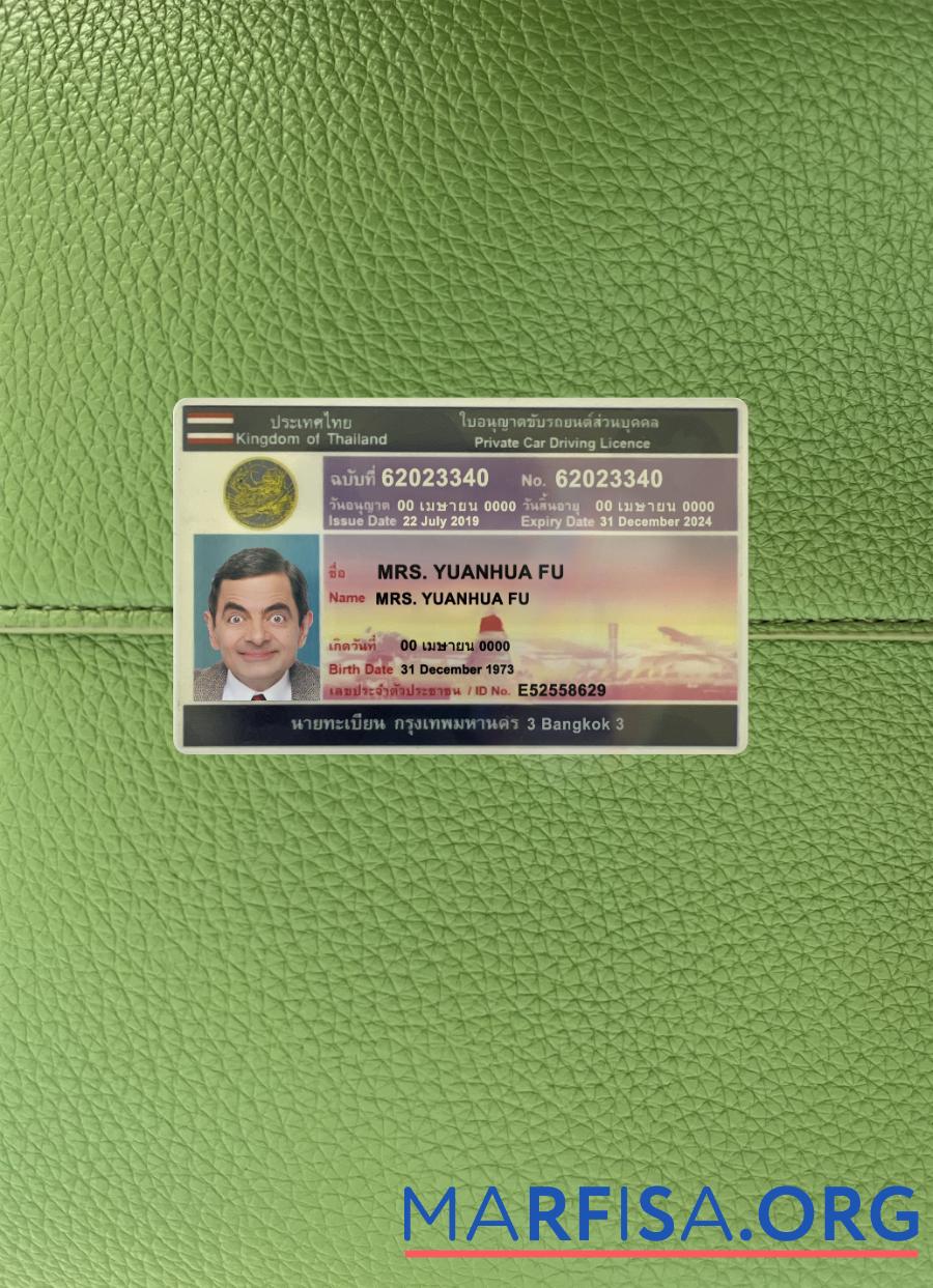 Printable Thailand private car driving license photolook template